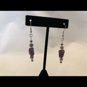 Handmade Purple glass bead earrings